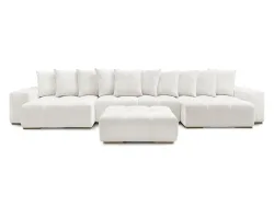 Panorama-Ecksofa mit Hocker BOBOCHIC ANAKIN Stoff mit Textur weiss