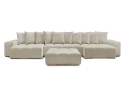 Panorama-Ecksofa mit Hocker BOBOCHIC ANAKIN Stoff mit Textur beige