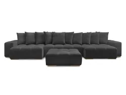 Panorama-Ecksofa mit Hocker BOBOCHIC ANAKIN Stoff mit Textur schwarz