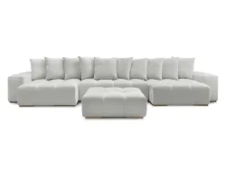 Panorama-Ecksofa mit Hocker BOBOCHIC ANAKIN Stoff mit Textur hellgrau