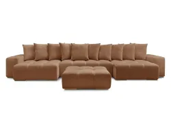 Panorama-Ecksofa mit Hocker BOBOCHIC ANAKIN Stoff mit Textur orange