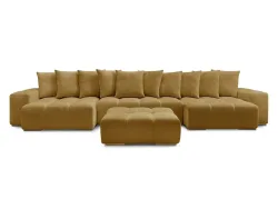 Panorama-Ecksofa mit Hocker BOBOCHIC ANAKIN Stoff mit Textur gelb