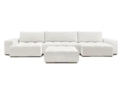 Panorama-Ecksofa mit Hocker BOBOCHIC ANAKIN Stoff mit Textur weiss