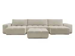 Panorama-Ecksofa mit Hocker BOBOCHIC ANAKIN Stoff mit Textur beige