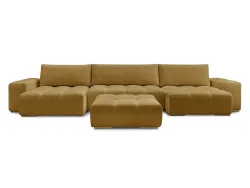 Panorama-Ecksofa mit Hocker BOBOCHIC ANAKIN Stoff mit Textur gelb