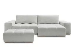 Ecksofa mit Hocker BOBOCHIC ANAKIN Stoff mit Textur hellgrau
