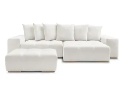 Ecksofa mit Hocker BOBOCHIC ANAKIN Stoff mit Textur weiss