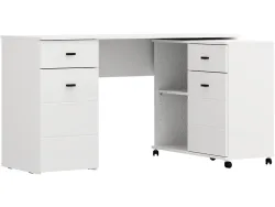 Drehbarer Eckschreibtisch CARDANO 139.5x50.2x76.7cm weiss