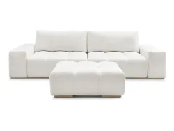 3er Sofa mit Hocker BOBOCHIC ANAKIN Stoff mit Textur weiss