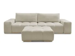 3er Sofa mit Hocker BOBOCHIC ANAKIN Stoff mit Textur beige