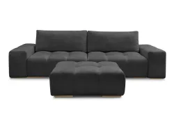 3er Sofa mit Hocker BOBOCHIC ANAKIN Stoff mit Textur schwarz