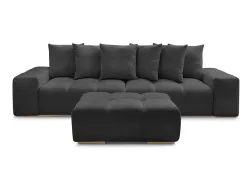 3er Sofa mit Hocker BOBOCHIC ANAKIN Stoff mit Textur schwarz
