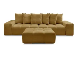3er Sofa mit Hocker BOBOCHIC ANAKIN Stoff mit Textur gelb