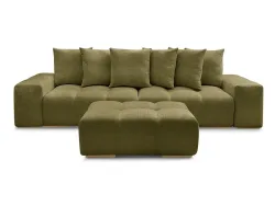3er Sofa mit Hocker BOBOCHIC ANAKIN Stoff mit Textur grün