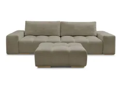 3er Sofa mit Hocker BOBOCHIC ANAKIN Stoff mit Textur taupe