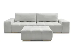 3er Sofa mit Hocker BOBOCHIC ANAKIN Stoff mit Textur hellgrau