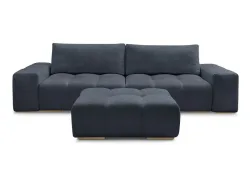 3er Sofa mit Hocker BOBOCHIC ANAKIN Stoff mit Textur dunkelblau
