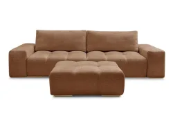 3er Sofa mit Hocker BOBOCHIC ANAKIN Stoff mit Textur orange