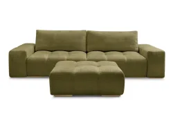 3er Sofa mit Hocker BOBOCHIC ANAKIN Stoff mit Textur grün