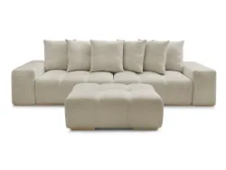3er Sofa mit Hocker BOBOCHIC ANAKIN Stoff mit Textur beige