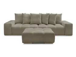 3er Sofa mit Hocker BOBOCHIC ANAKIN Stoff mit Textur taupe