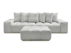 3er Sofa mit Hocker BOBOCHIC ANAKIN Stoff mit Textur hellgrau