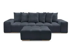 3er Sofa mit Hocker BOBOCHIC ANAKIN Stoff mit Textur dunkelblau