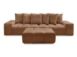3er Sofa mit Hocker BOBOCHIC ANAKIN Stoff mit Textur orange