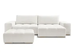 Ecksofa mit Hocker BOBOCHIC ANAKIN Stoff mit Textur weiss