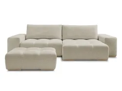 Ecksofa mit Hocker BOBOCHIC ANAKIN Stoff mit Textur beige