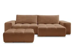 Ecksofa mit Hocker BOBOCHIC ANAKIN Stoff mit Textur orange