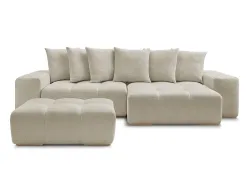 Ecksofa mit Hocker BOBOCHIC ANAKIN Stoff mit Textur beige