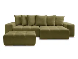 Ecksofa mit Hocker BOBOCHIC ANAKIN Stoff mit Textur grün