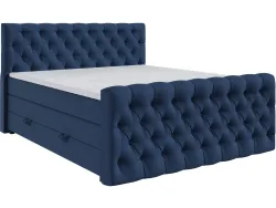 Boxspringbett KINGDOM dunkelblau 140x200cm halbfest