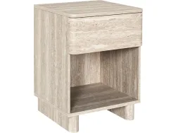Nachttisch HOME DECO FACTORY PIETRA 1 Schublade 40x36.5x56cm weiss travertin-effekt