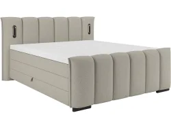 Boxspringbett ELYSIA dunkelbeige 180x200cm halbfest
