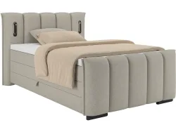 Boxspringbett ELYSIA dunkelbeige 140x200cm halbfest