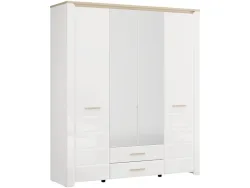 Schrank ABERDEEN weiss glänzend 4 Türen 2 Schubladen