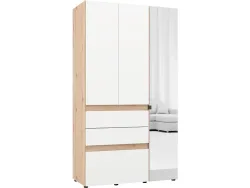 Drehtürenschrank HELSINKI weiss 3 Türen 3 Schubladen