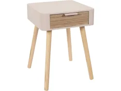 Nachttisch HOME DECO FACTORY ESSENTIEL 1 Schublade 34.8x37x48cm rosa massives holz