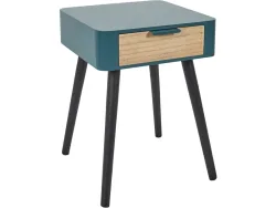 Nachttisch HOME DECO FACTORY ESSENTIEL 1 Schublade 34.8x37x48cm blau massives holz