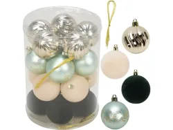 Set 20 Weihnachtskugeln MERRY grün