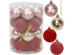 Set 20 Weihnachtskugeln MERRY rot