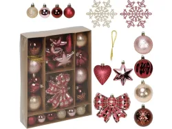 Set 38 Weihnachtskugeln MERRY rot