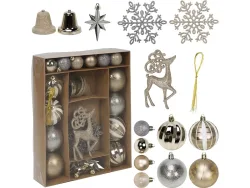 Set 38 Weihnachtskugeln MERRY goldfarben