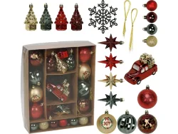 Set 38 Weihnachtskugeln MERRY rot