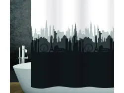 Diaqua - Duschvorhang Textil City, 180X180CM, Schwarz/Weiss