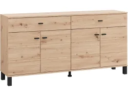 Kommode ALMOND 4 Türen 2 Schubladen 35x154x77.5cm artisan eiche melamin