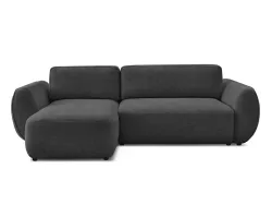 Ecksofa BOBOCHIC DENISE Stoff mit Textur schwarz
