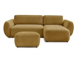 Ecksofa mit Hocker BOBOCHIC DENISE Stoff mit Textur gelb